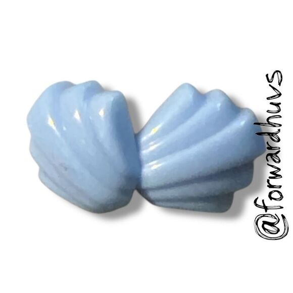 Bundle Sale 3 for $15 | Light Blue Ridged Fan Stud Earrings - Picture 4 of 8